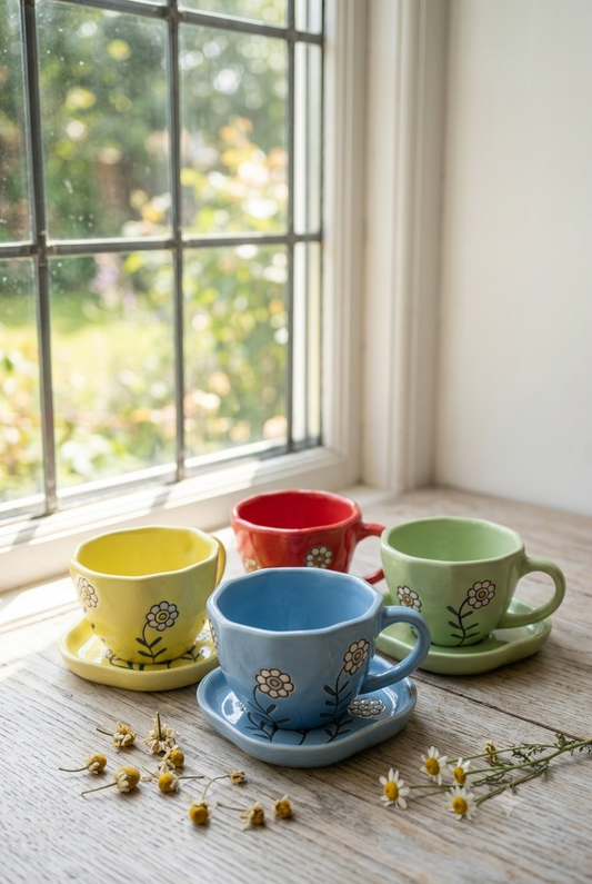 The Floral Cup+Saucer(set of 4)