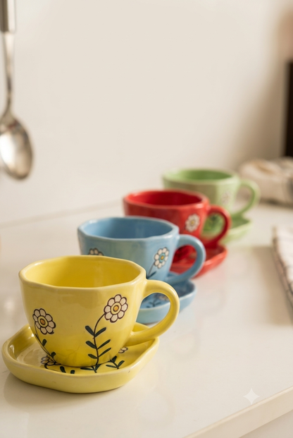 The Floral Cup+Saucer(set of 4)